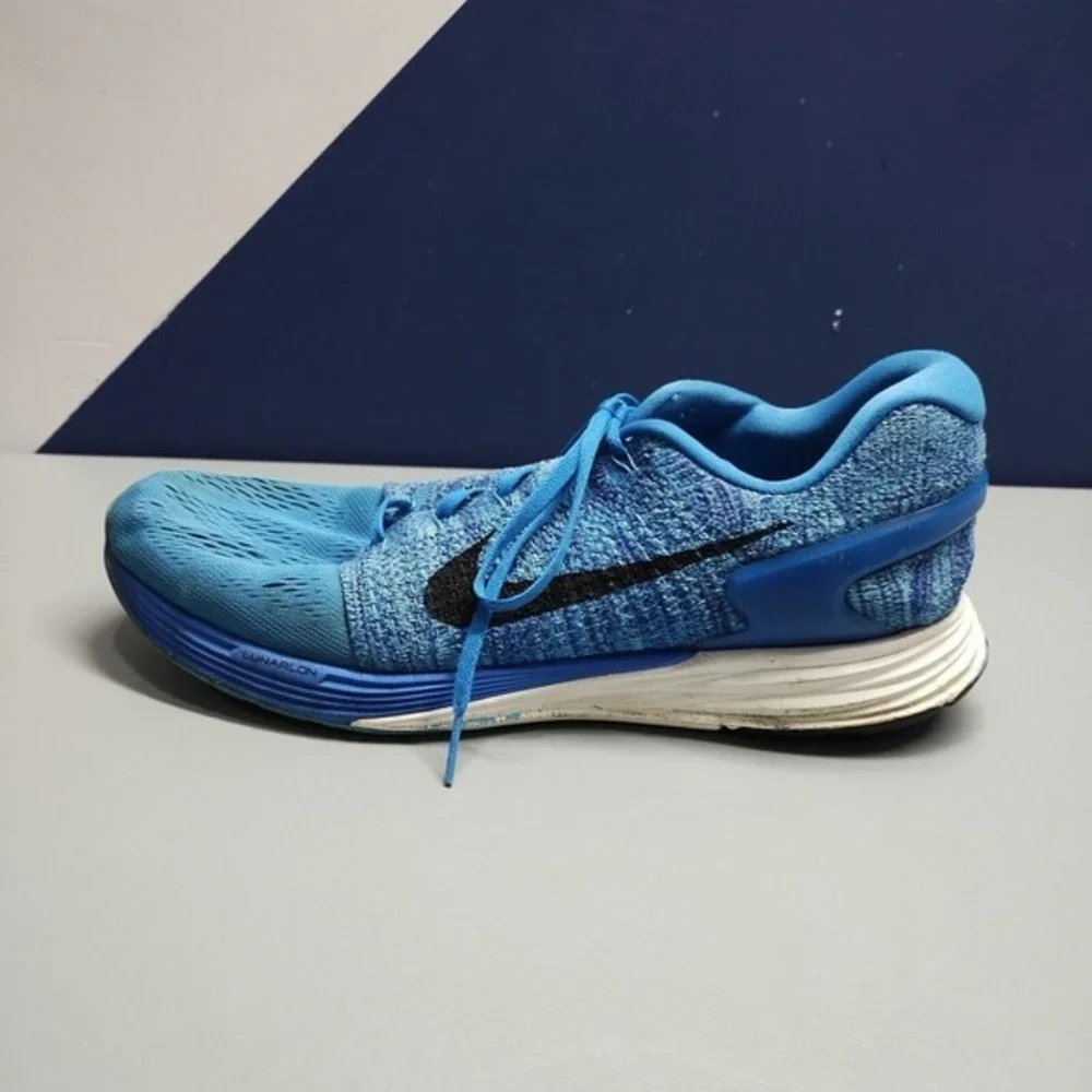Nike LunarGlide 7 Running Shoes‎ Mens 12.5 Blue Logo Dynamic Support 747355-405